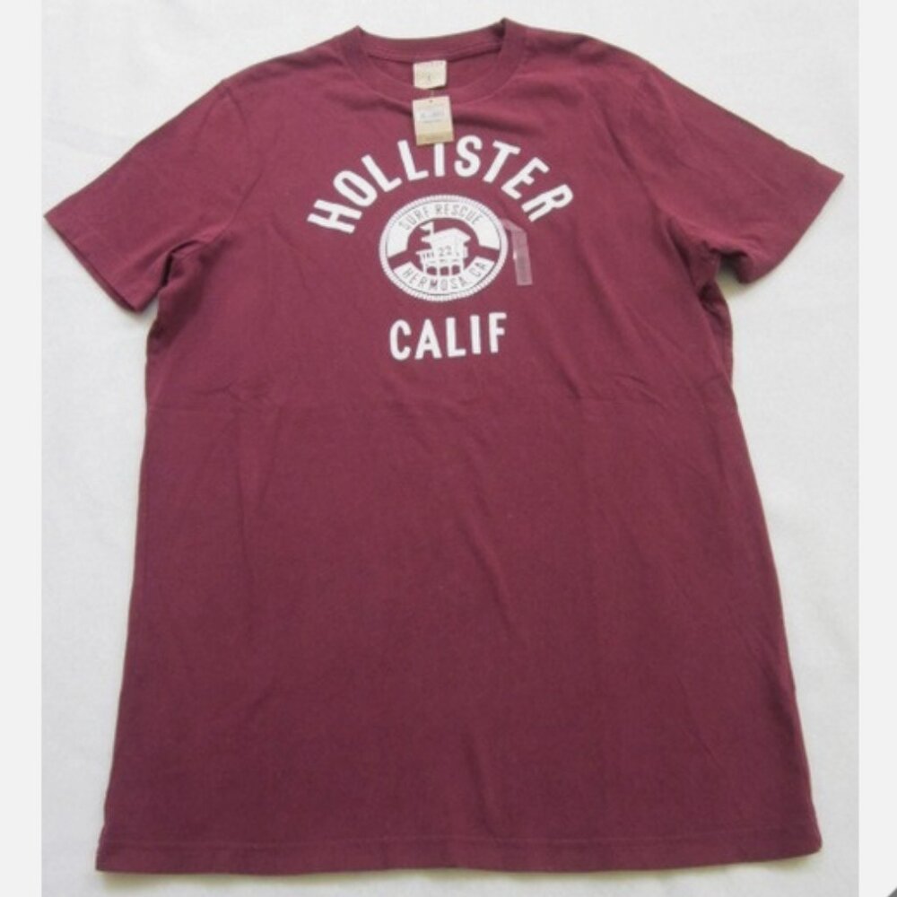 Hollister Size S Maroon Red T Shirt Short Sleeve Surf Rescue 22 Hermosa CA NWT